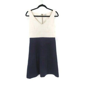 J Crew A Line Dress‎ Womens 2 Blue White Sleeveless Classic Preppy Career Work
